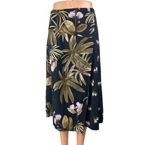 Vince Women's Multicolor Floral High Waisted Midi Flared A-Line Wrap Skirt Sz 0